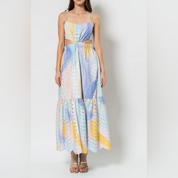 NWT ML Monique Lhuillier Poplin Eyelet Cut Out Dress Size 8 - Picture 5 of 6